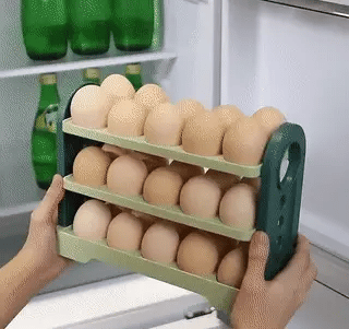 Organizador de ovos para geladeira com camadas móveis, fácil acesso e organização