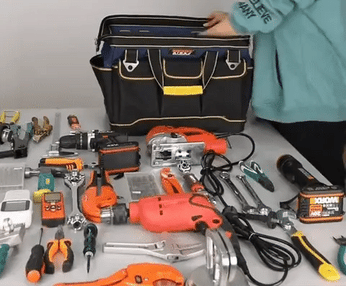 Bolsa para Ferramentas Multifuncional com 5 camadas de forro, compartimentos externos e costuras duplas reforçadas
