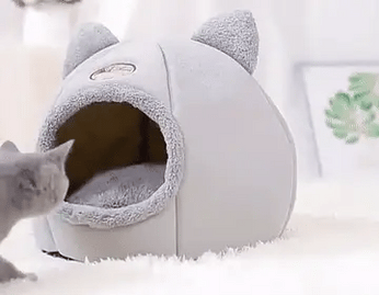 Caminha Iglu para Pet, feita em pelúcia macia, com base antiderrapante e fundo removível para fácil limpeza