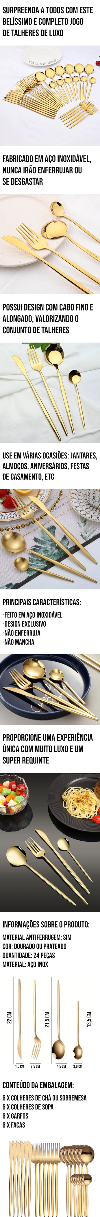 Jogo de Talheres 24 Peças em Aço Inoxidável, design elegante e durável, ideal para eventos e ocasiões especiais
