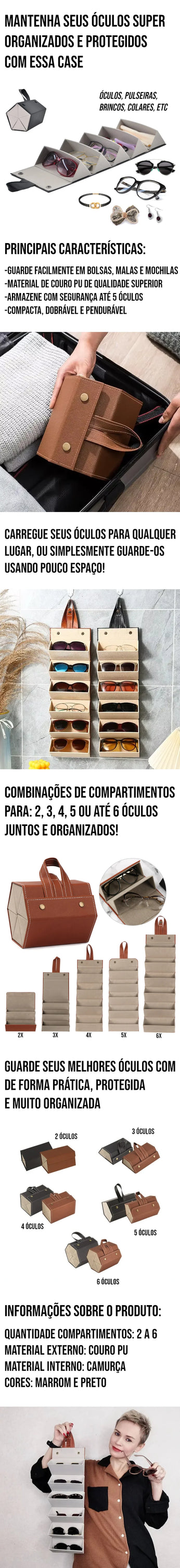 Organizador de óculos portátil e compacto para armazenamento seguro