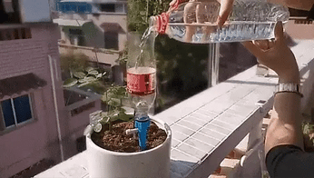 Sistema de irrigação automático para plantas com gotejador acoplável em garrafas PET