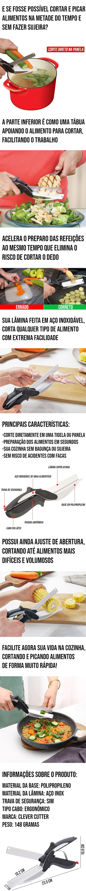 Tesoura profissional para corte culinário 2 em 1 Clever Cutter, ideal para legumes e frango