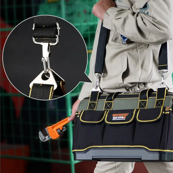 Bolsa para Ferramentas Multifuncional com 5 camadas de forro, compartimentos externos e costuras duplas reforçadas