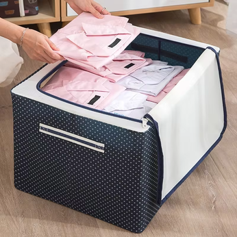 Caixa Organizadora de Roupas 60 Litros, com suporte interno de ferro para manter firmeza e proteção contra umidade e mofo