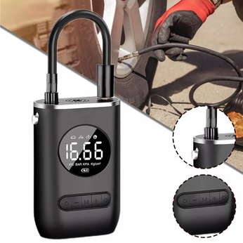 Calibrador de Pneus Elétrico Portátil, compacto e com lanterna de LED embutida, para encher pneus e bolas rapidamente