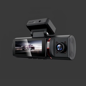 Camera Veicular Interna Full HD com três lentes de 170°, visão noturna e conectividade Wi-Fi para segurança automotiva