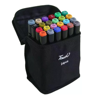 Caneta Marcadora com Ponta Dupla para destaque e coloração, secagem rápida e cores vibrantes