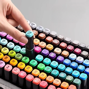 Caneta Marcadora com Ponta Dupla para destaque e coloração, secagem rápida e cores vibrantes