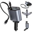 Carregar imagem no visualizador da galeria, Carregador de Celular Universal para Carros 4 em 1 com carregamento turbo de 120W, cabos retráteis e compatibilidade com iPhone e Android
