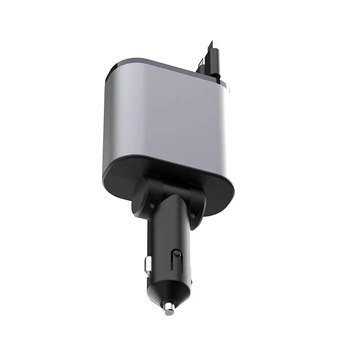 Carregador de Celular Universal para Carros 4 em 1 com carregamento turbo de 120W, cabos retráteis e compatibilidade com iPhone e Android