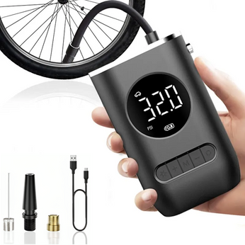 Calibrador de Pneus Elétrico Portátil, compacto e com lanterna de LED embutida, para encher pneus e bolas rapidamente