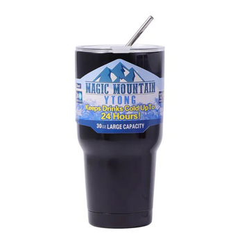 Copo Térmico com Tampa 900ml Magic Mountain, com canudo reutilizável em aço inox, ideal para manter bebidas geladas por até 24 horas