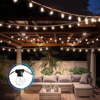 Cordão Varal de Luzes 25 Lâmpadas, ideal para áreas externas, festas e eventos, com 6 metros de comprimento e fácil emenda