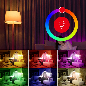 Lâmpada Inteligente LED com 16 milhões de cores, compatível com Google Assistant, Alexa e Siri