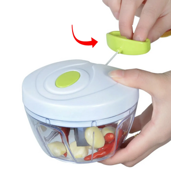 Processador manual com 3 lâminas afiadas para picar e triturar alimentos