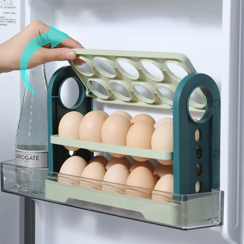Organizador de ovos para geladeira com camadas móveis, fácil acesso e organização