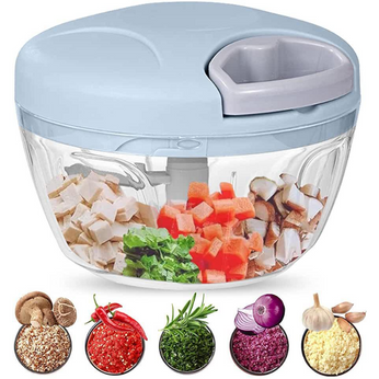Processador manual com 3 lâminas afiadas para picar e triturar alimentos