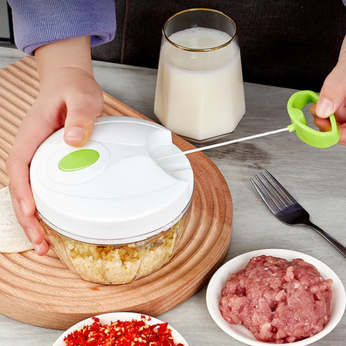 Processador manual com 3 lâminas afiadas para picar e triturar alimentos