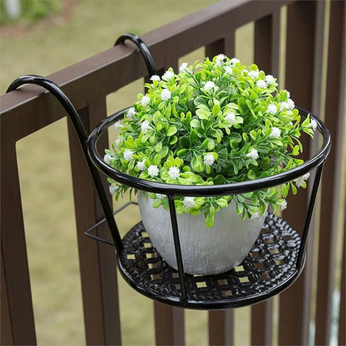 Suporte para vasos de plantas, resistente, de ferro, com instalação sem furos e design suspenso para varandas e jardins
