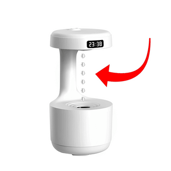 Umidificador de ar antigravitacional com relógio digital em LED, ideal para o quarto