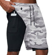 Carregar imagem no visualizador da galeria, Bermuda Masculina para Treino 2 em 1 com compartimento para celular, compressão interna e tecido leve e respirável
