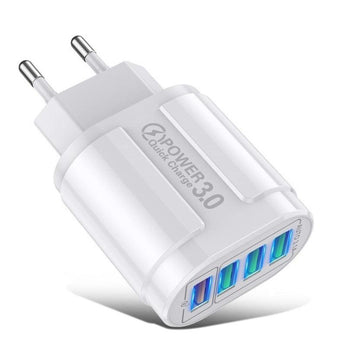 Carregador Rápido USB 4 Portas, com porta de carregamento rápido 3.0, compatível com todos os dispositivos USB