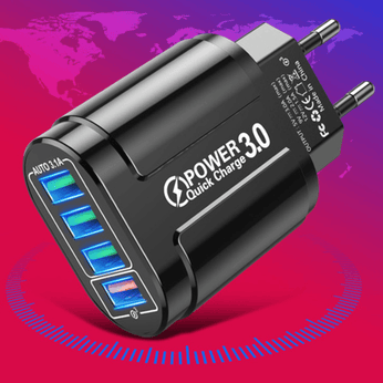 Carregador Rápido USB 4 Portas, com porta de carregamento rápido 3.0, compatível com todos os dispositivos USB