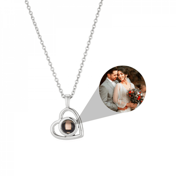 Colar Amor Eterno com Foto Personalizável, disponível em três cores, com visualização da foto pela pedra ou câmera do celular
