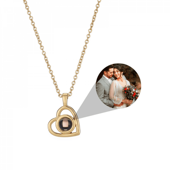 Colar Amor Eterno com Foto Personalizável, disponível em três cores, com visualização da foto pela pedra ou câmera do celular