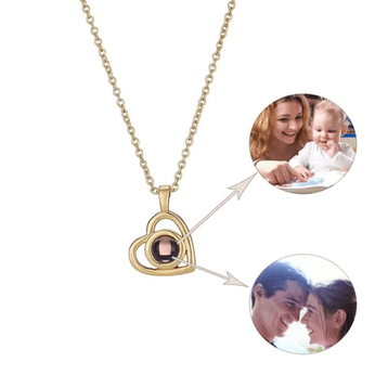 Colar Amor Eterno com Foto Personalizável, disponível em três cores, com visualização da foto pela pedra ou câmera do celular