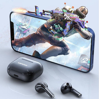 Fone de Ouvido Bluetooth Lenovo LP40, compacto, leve e resistente, com 12 horas de reprodução e tecnologia Bluetooth 5.0