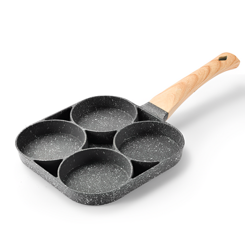 Frigideira 4 Divisórias Antiaderente, ideal para cozinhar múltiplas porções ao mesmo tempo, com material antiaderente de fácil limpeza