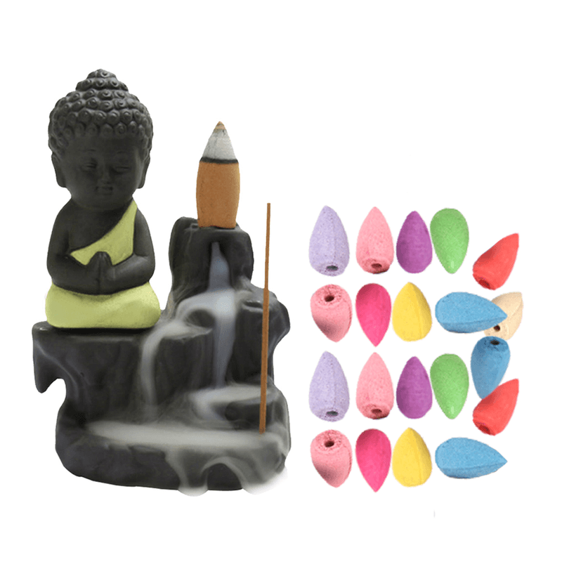Incensário de Buda, ideal para purificar e energizar o ambiente, promove relaxamento e pode ser usado como repelente de insetos