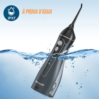 Irrigador Oral Mornwell com 5 bocais e 3 velocidades de jato, ideal para uma limpeza bucal profunda e eficaz