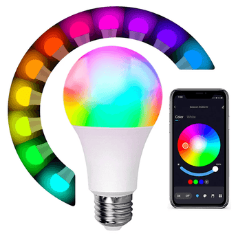 Lâmpada Inteligente LED com 16 milhões de cores, compatível com Google Assistant, Alexa e Siri