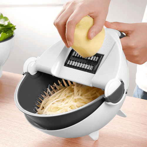 Ralador Multifuncional com 9 funções, incluindo fatiador de alimentos e ralador de queijo manual com lâminas de inox
