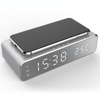 Relógio Digital Com Carregador Sem Fio para iPhone, Samsung e outros dispositivos, com design moderno e prático