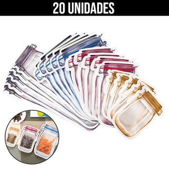 Saquinhos de armazenamento reutilizáveis com vedação hermética e zip lock