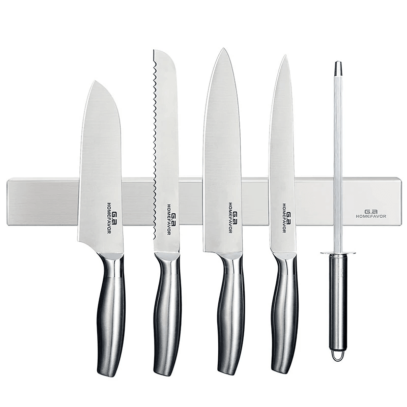 Suporte magnético para facas e talheres, ideal para organizar a cozinha