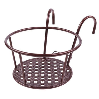 Suporte para vasos de plantas, resistente, de ferro, com instalação sem furos e design suspenso para varandas e jardins
