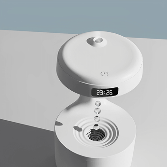 Umidificador de ar antigravitacional com relógio digital em LED, ideal para o quarto