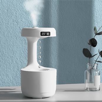 Umidificador de ar antigravitacional com relógio digital em LED, ideal para o quarto