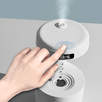 Umidificador de ar antigravitacional com relógio digital em LED, ideal para o quarto